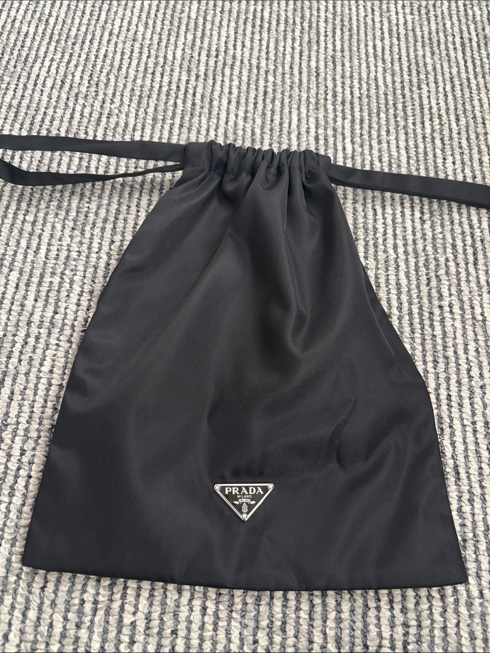 Prada Authentic Nylon Pouch Black Drawstring Clutch Wish Bag